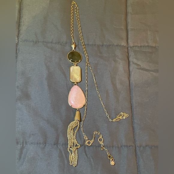 Spartan 449 Gold-tone Necklace with three stones and tassel - Picture 4 of 13